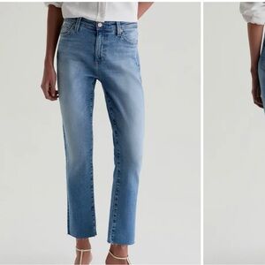 Ag Adriano Goldschmied The Mari High Rise Straight Leg Raw Hem Jeans Size 28